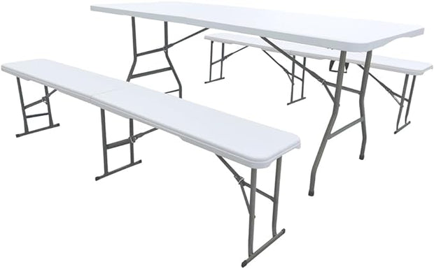 Jardin Pro™ | Table + 2 Bancs, Intérieur/Extérieur, Pliable