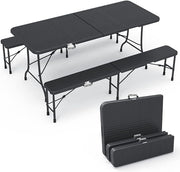 Jardin Pro™ | Table + 2 Bancs, Intérieur/Extérieur, Pliable